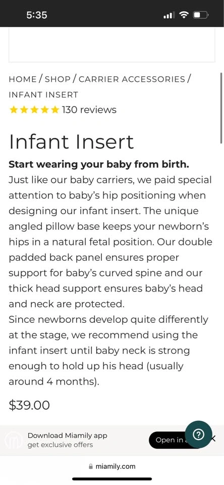 MiaMily Hipster Plus Baby Carrier + Infant Insert - photo 2