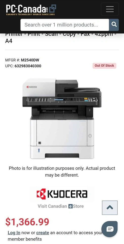 Kyocera ECOSYS M2540dw MFP with replacement toner - photo 3