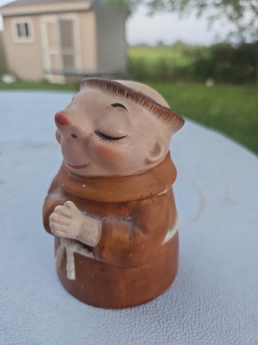 Vintage Lefton ESD Japan ceramic Praying Friar Munk condiment ja