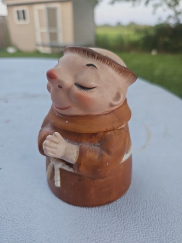 Vintage Lefton ESD Japan ceramic Praying Friar Munk condiment ja - photo 2