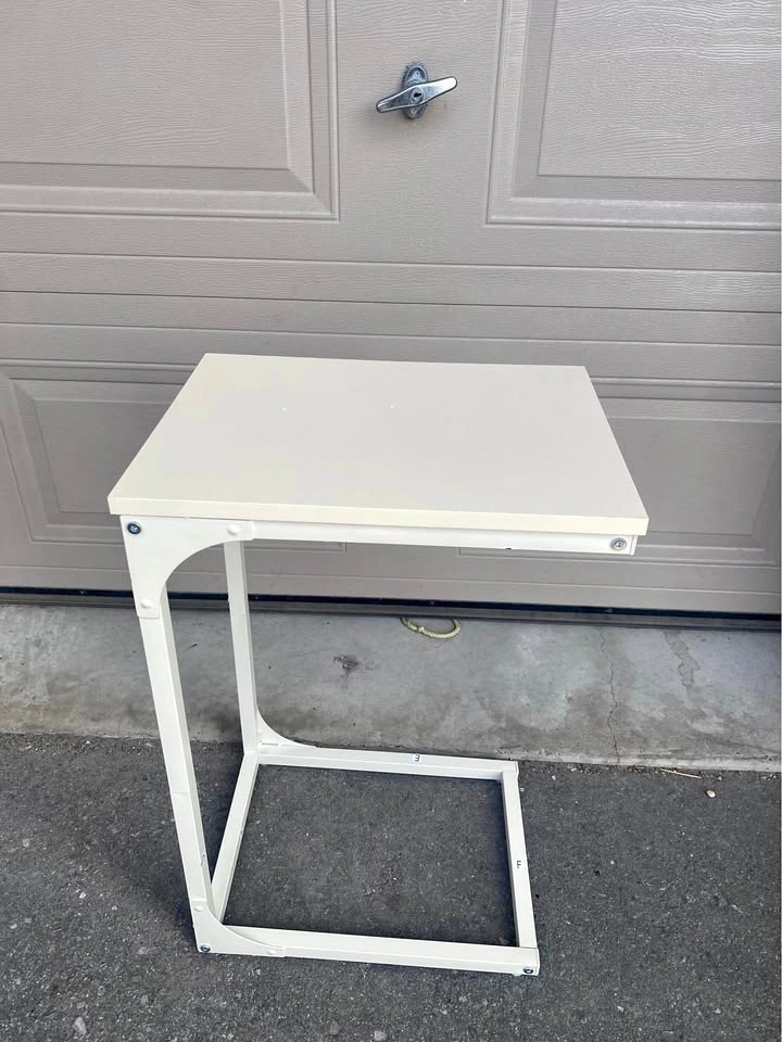 C-Shaped End Table | Cream White | Unassembled