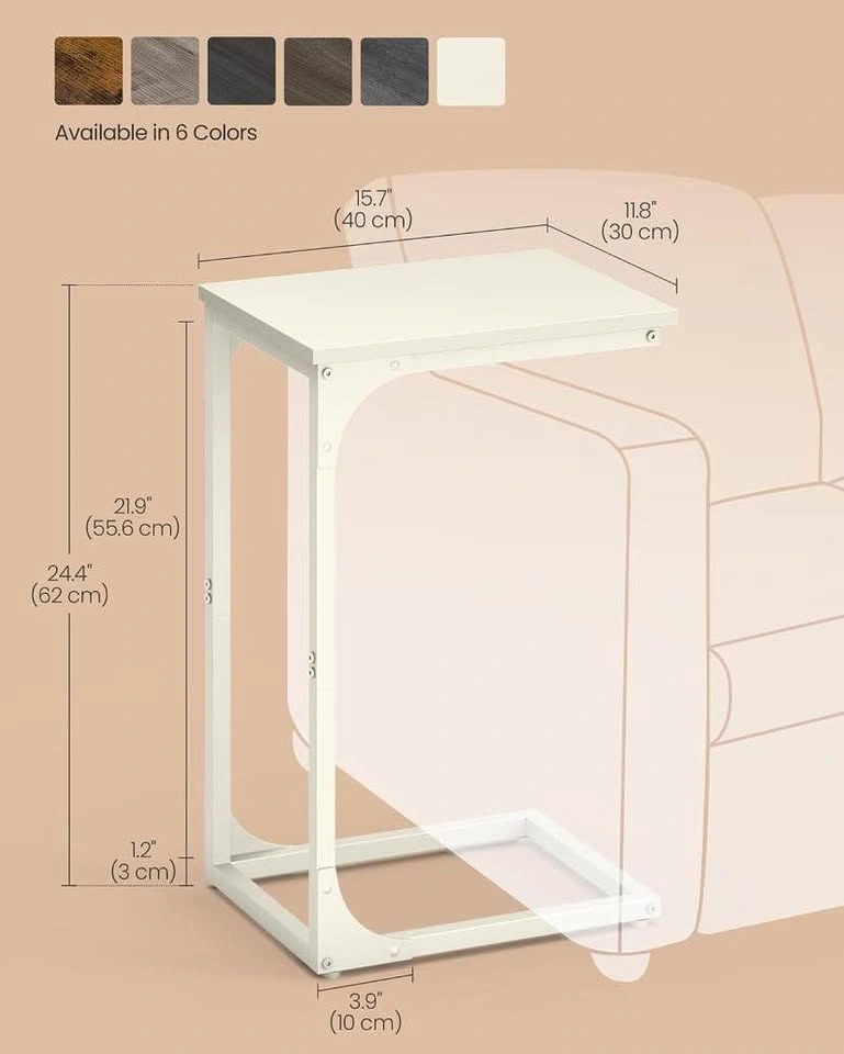 C-Shaped End Table | Cream White | Unassembled - photo 3