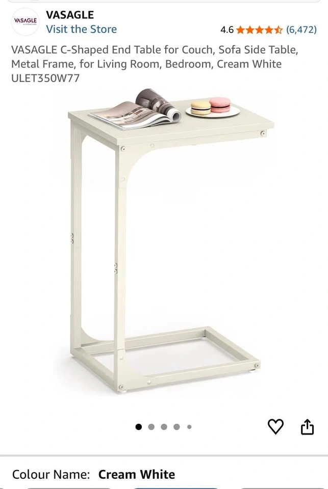 C-Shaped End Table | Cream White | Unassembled - photo 4