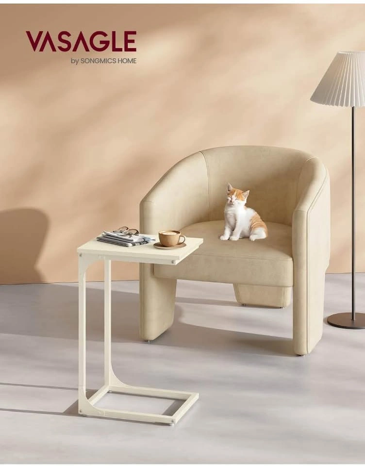 C-Shaped End Table | Cream White | Unassembled - photo 5