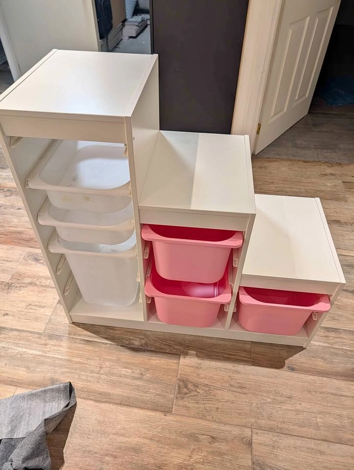 Ikea trofast shelf with bins
