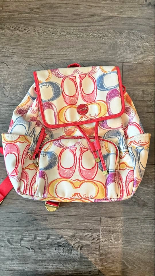 Coach Poppy Multi-Color Signature Canvas Backpack