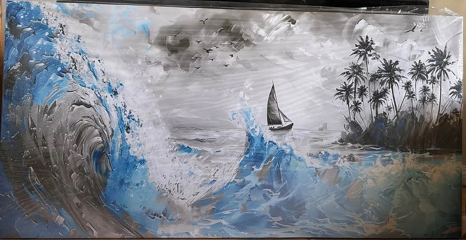 Painting Blue Waves and Sailboat (30”x60”) - photo 2