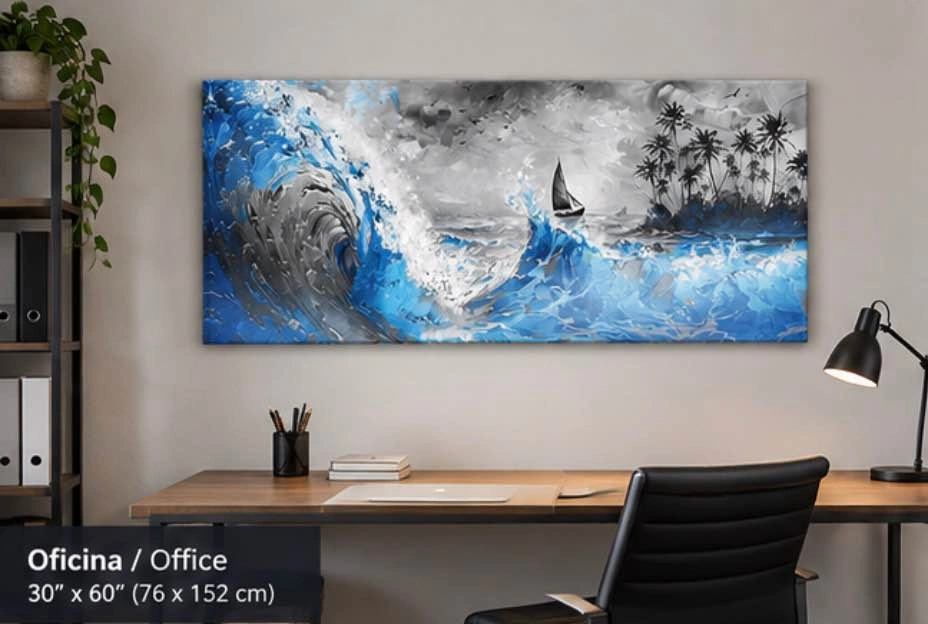 Painting Blue Waves and Sailboat (30”x60”) - photo 3