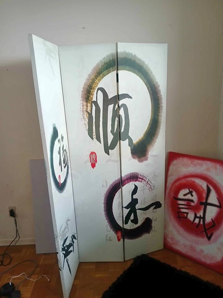3 panel room divider Asian theme