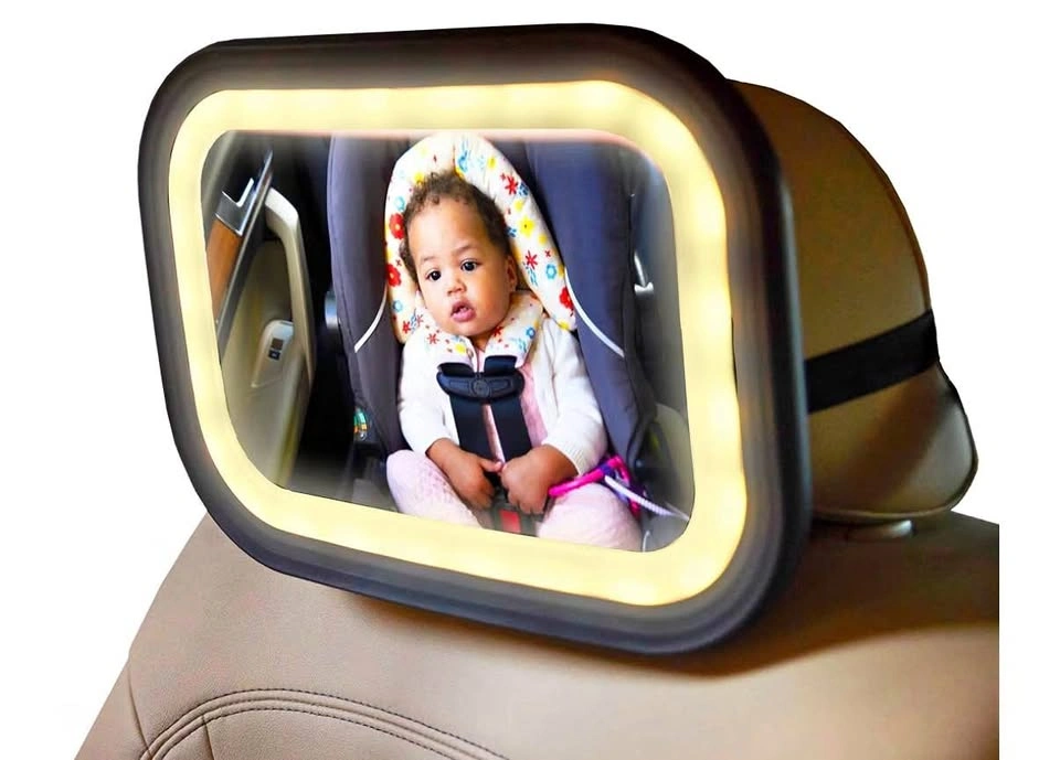 NEW in box- LARGE baby car mirror with colorful lights