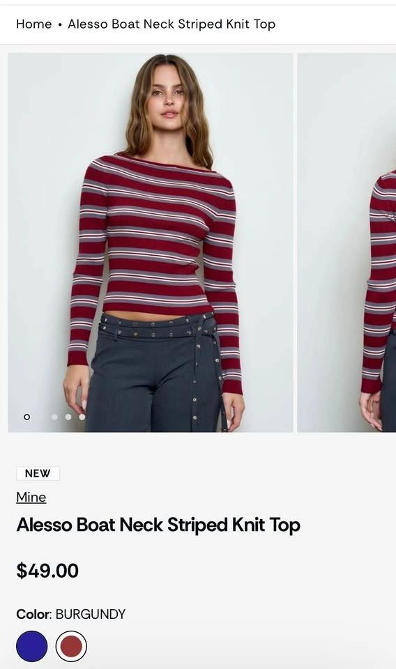 BNWT - Striped Burgundy fall sweater size L - photo 2