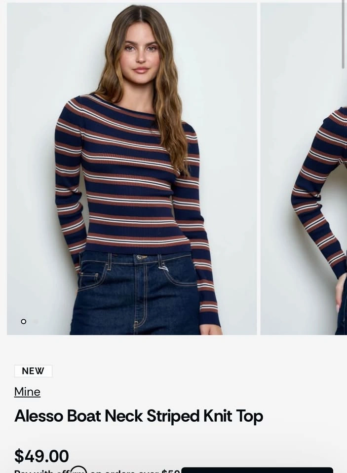 BNWT Striped fall Top - Navy, S - photo 2
