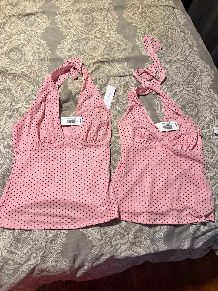 BNWT Pink Polka Dot Going out top