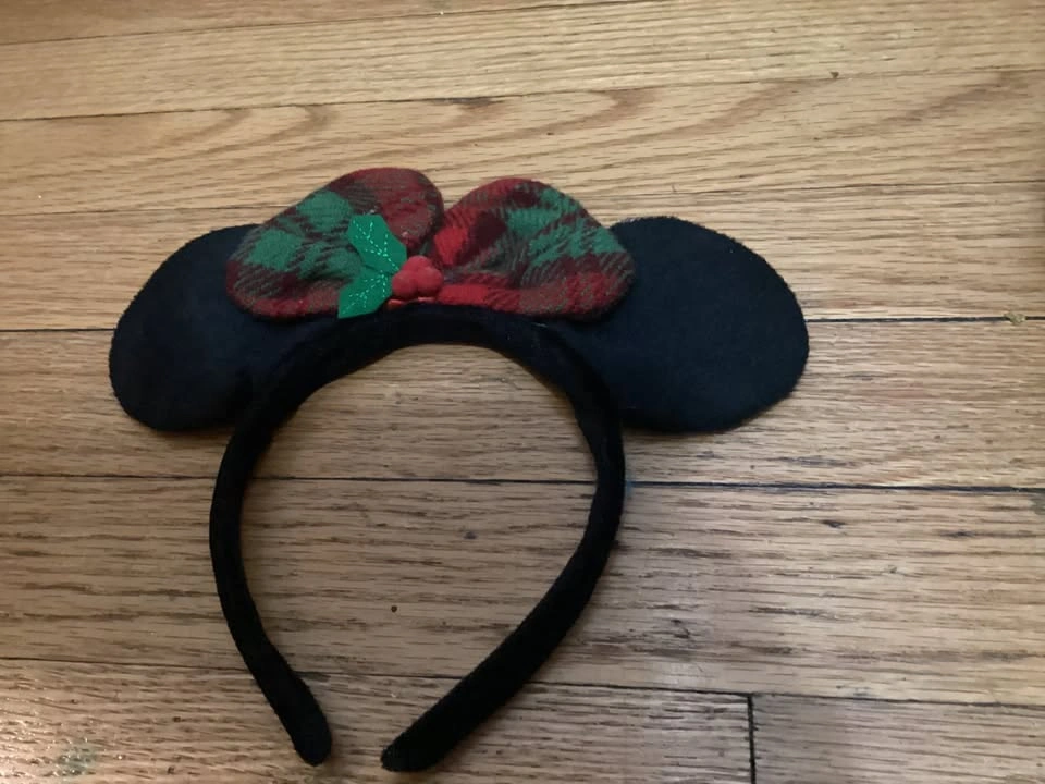 🏈 Disney Minnie Mouse Holiday Plaid Ear Headband