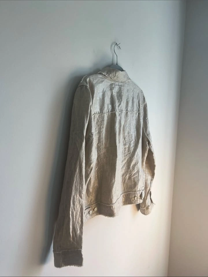 Tommy Bahama Gold Metallic Shimmer 100% Linen Denim Style Jacket - photo 4