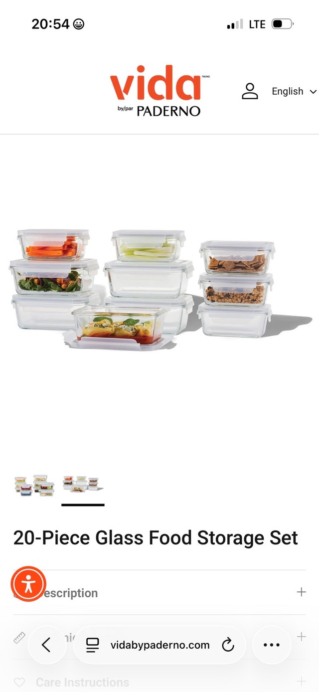 Vida by Paderno 20-Piece Glass Food Storage Set - photo 3