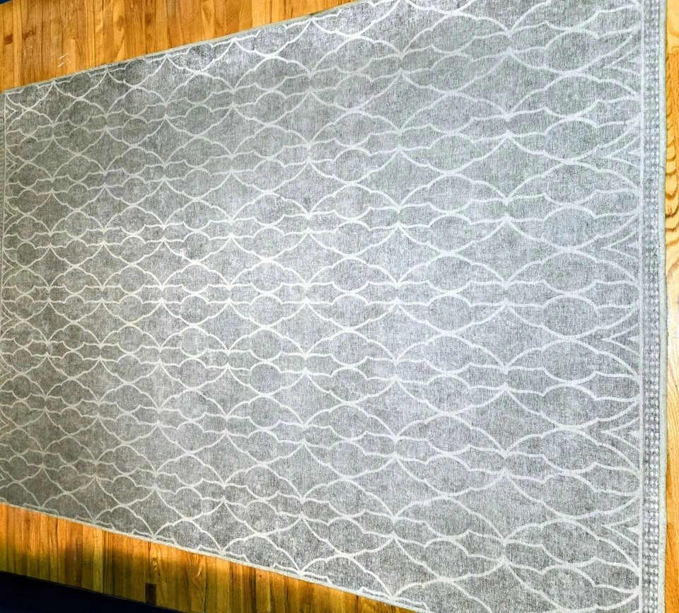 Ruggable Washable Rug 2-Piece System – Grey Moroccan Trellis (5'