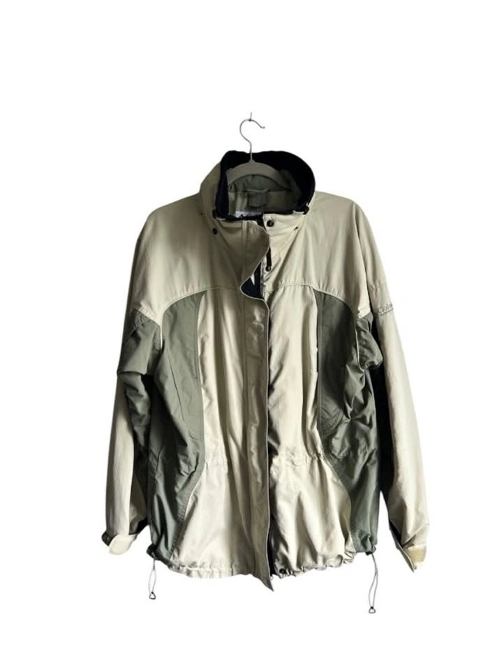 Columbia Sunrise Peak Sage Green & Beige Waterproof Shell Jacket