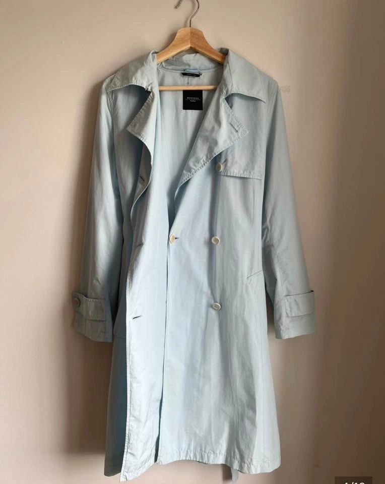 Weekend Max Mara Woman’s Trench Coat Pale Ice Blue Sz 10 - photo 2