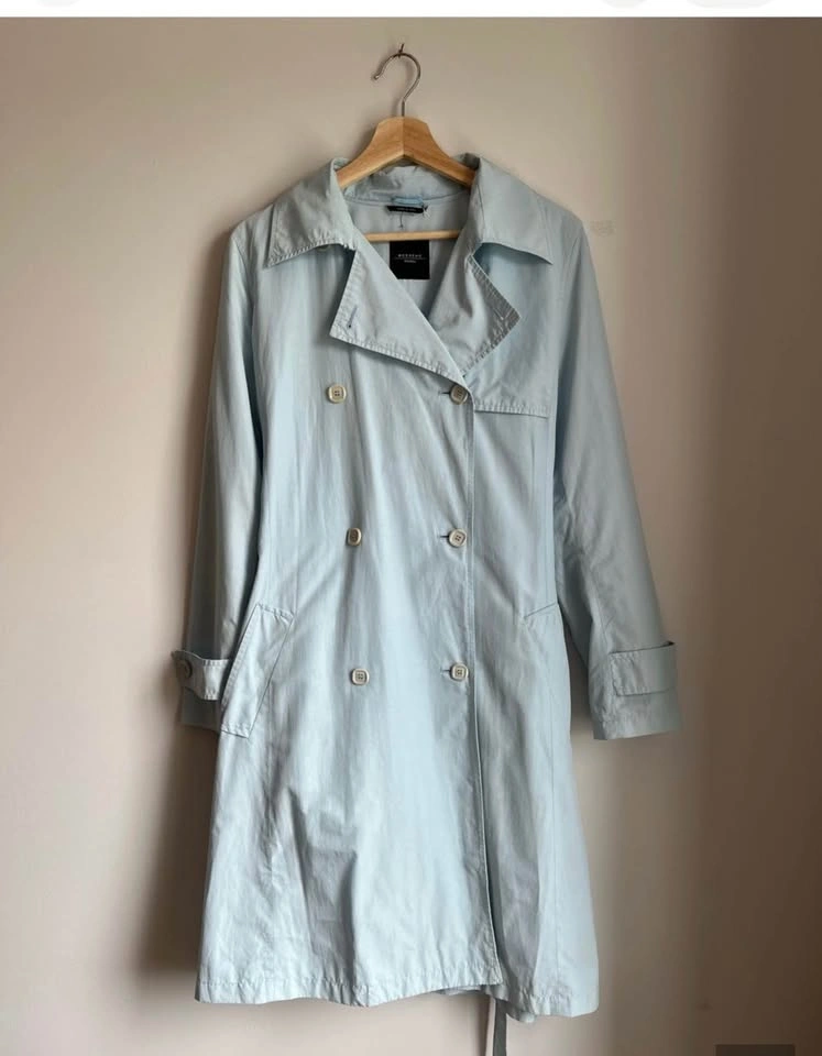 Weekend Max Mara Woman’s Trench Coat Pale Ice Blue Sz 10 - photo 5