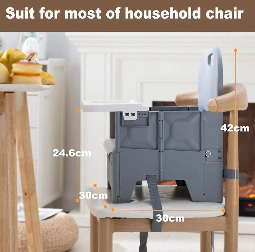 NEW in box- Grey compact folding booster chair with tray! - photo 4