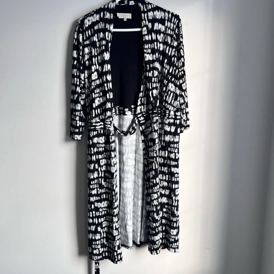 Hobbs London Midi Black White Abstract Geometric Wrap Dress US 1 - photo 4