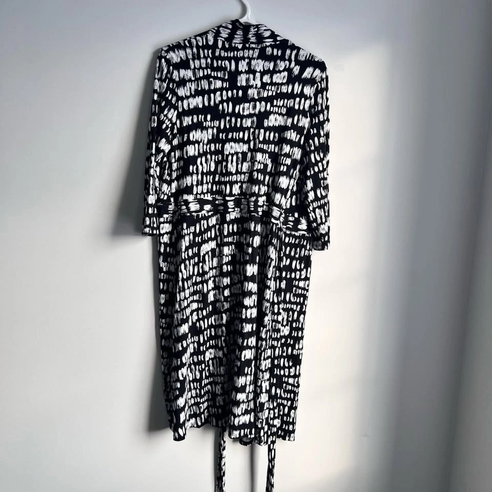 Hobbs London Midi Black White Abstract Geometric Wrap Dress US 1 - photo 5