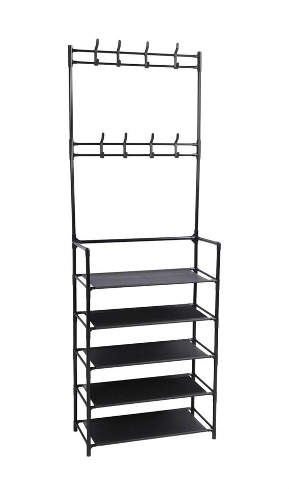 5-Tier Coat & Shoe Rack Organizer - Black - photo 3