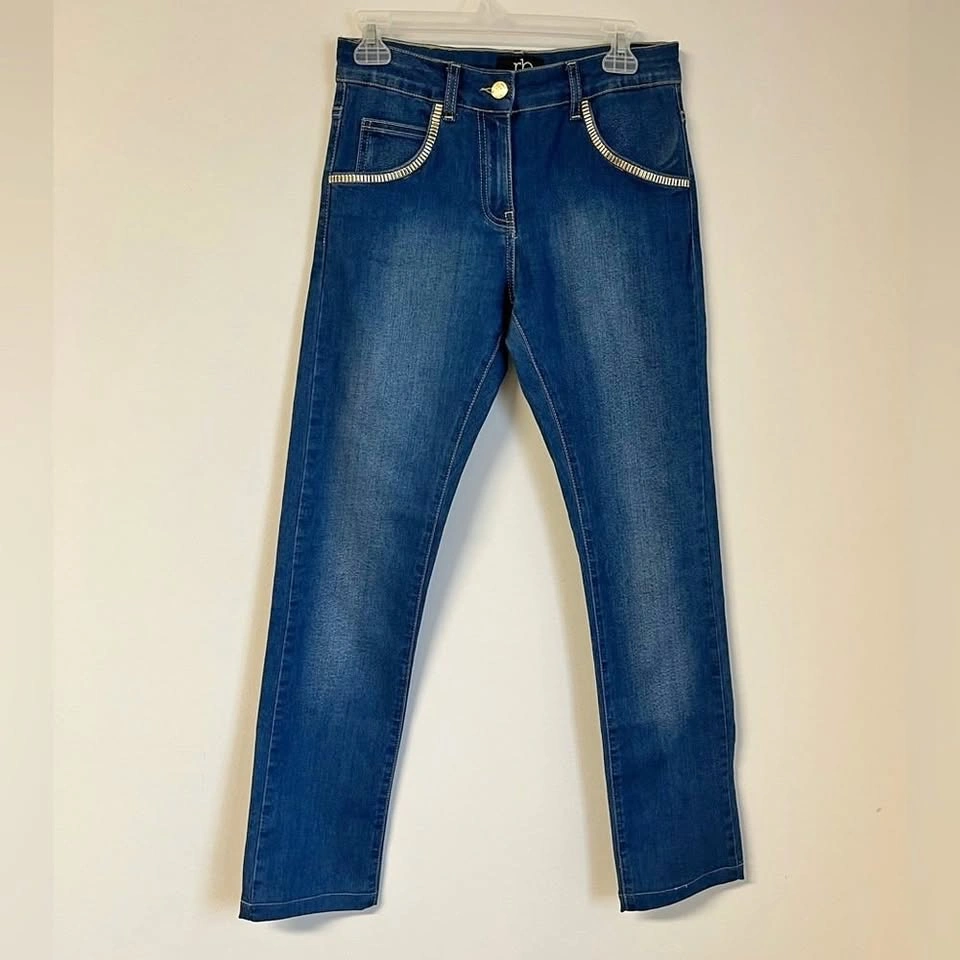 Rocobarocco Italian Designer Gold Studded Skinny Jeans