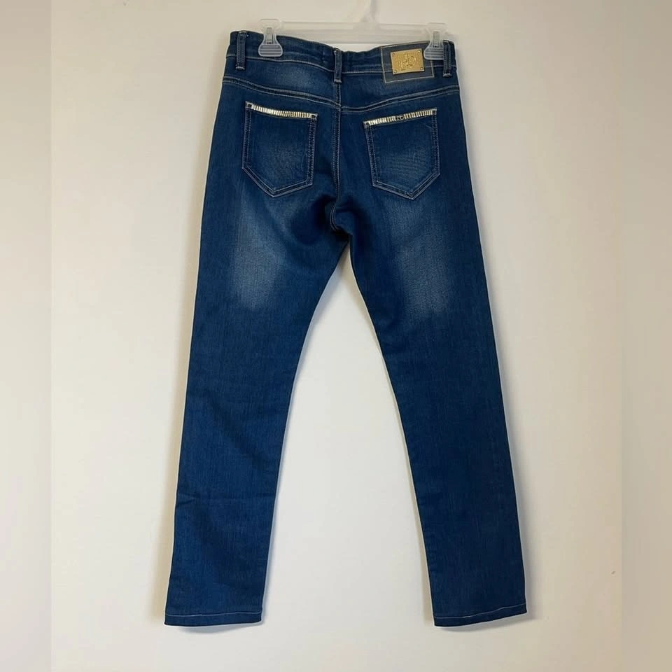 Rocobarocco Italian Designer Gold Studded Skinny Jeans - photo 2