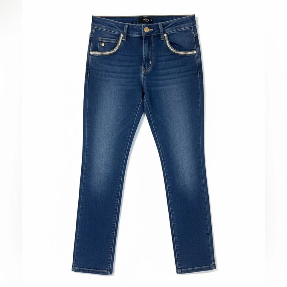 Rocobarocco Italian Designer Gold Studded Skinny Jeans - photo 4