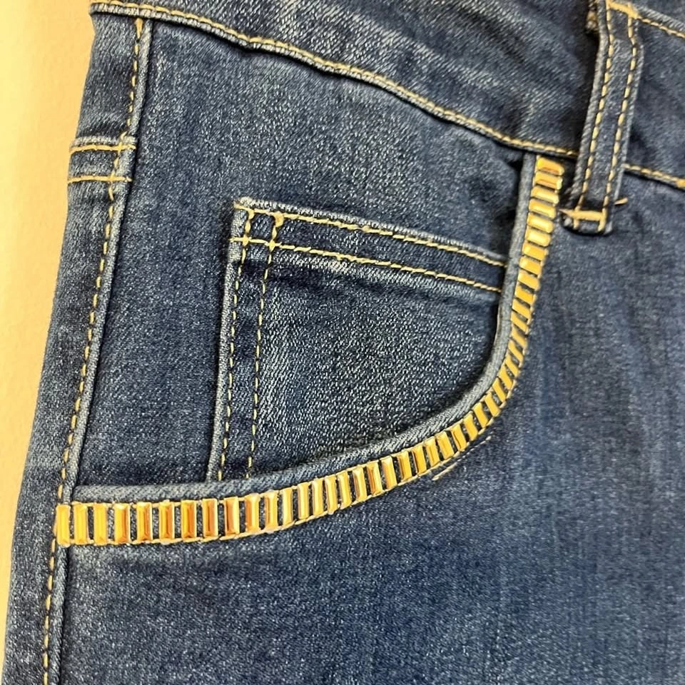 Rocobarocco Italian Designer Gold Studded Skinny Jeans - photo 5