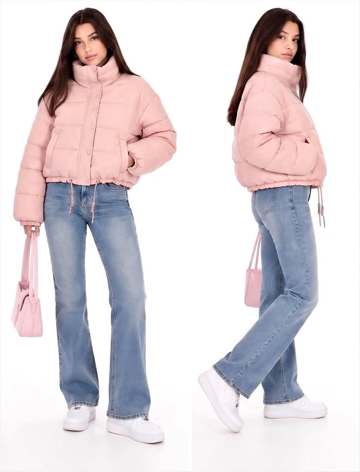 Brand New Pink Vegan Leather Puffer Jacket (Love Tree)
