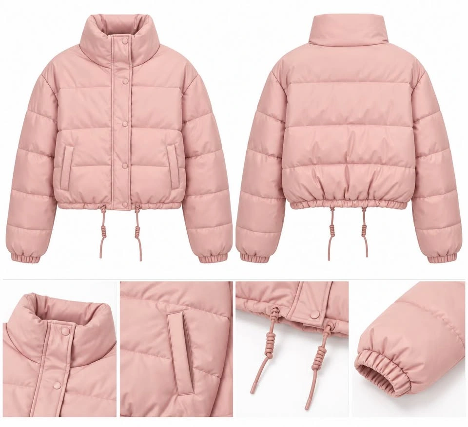 Brand New Pink Vegan Leather Puffer Jacket (Love Tree) - photo 3
