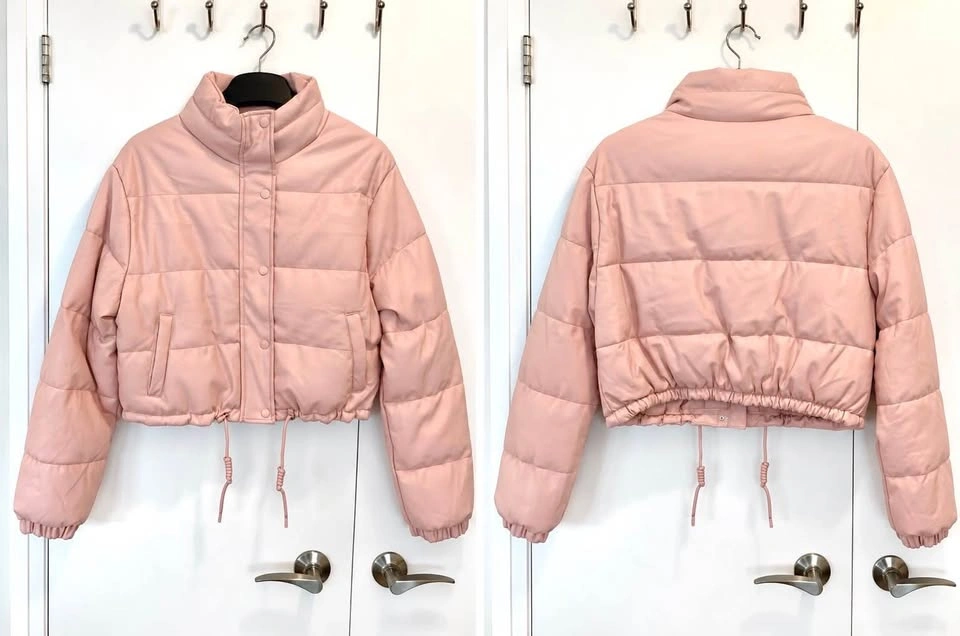 Brand New Pink Vegan Leather Puffer Jacket (Love Tree) - photo 4