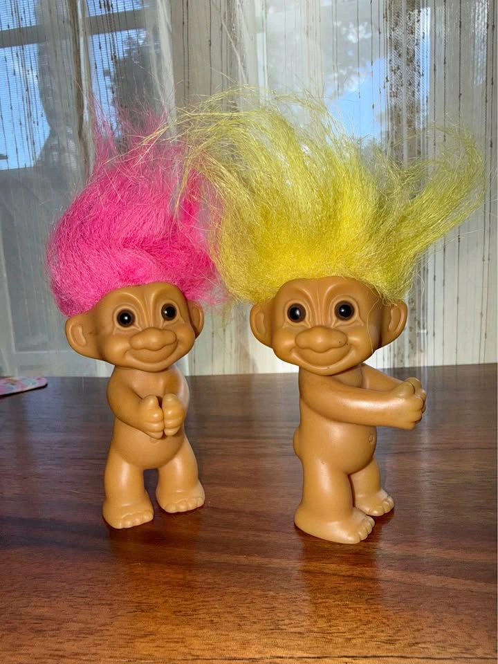 Vintage Troll by Russ – 3” Pencil Hugger/Prayer Doll Set of 2