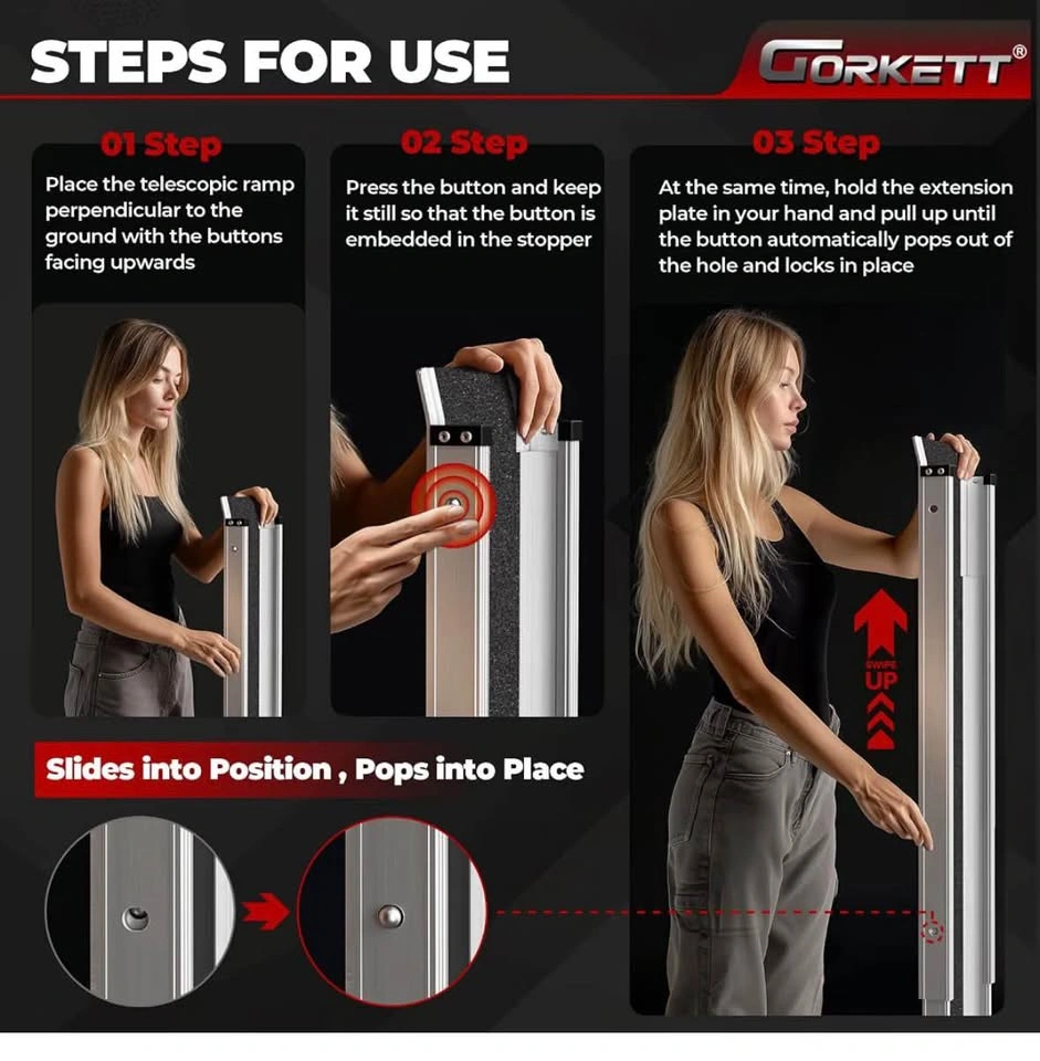 7FT Portable Wheelchair Ramp, Telescoping Aluminum - photo 4
