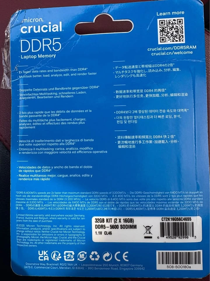 Micron Crucial DDR5 Laptop Memory 2 x 16GB - photo 2