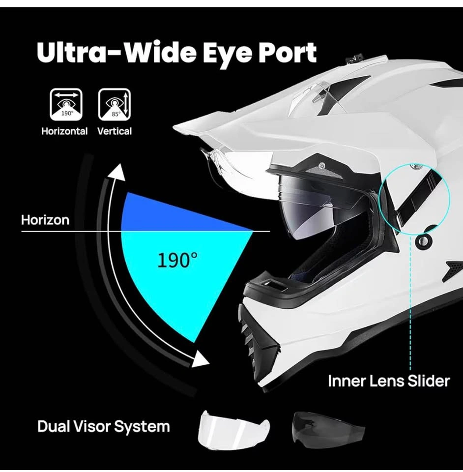 ILM Dual Sport Adventure Motorcycle Helmet with Pinlock Visor WS - photo 5