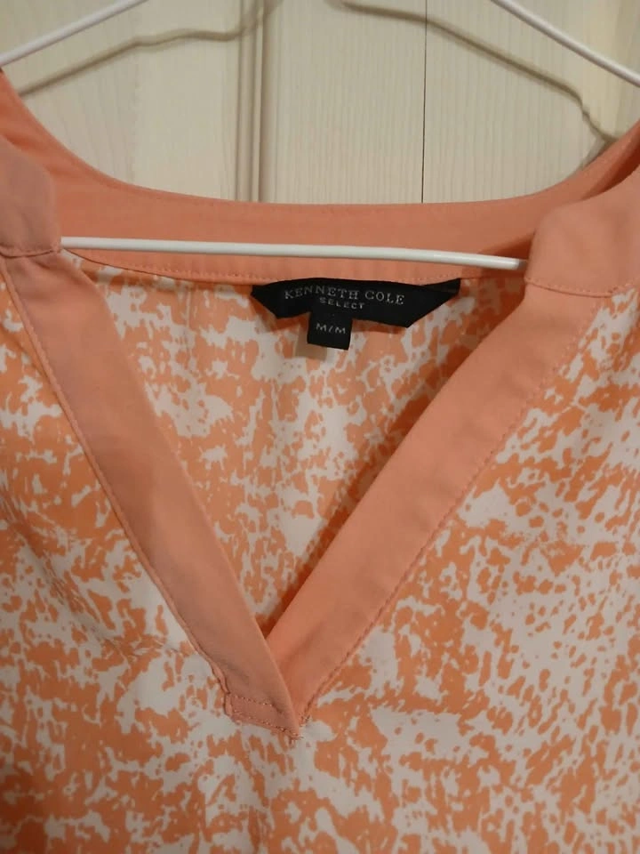 Kenneth Cole Pink and White Polyester Longsleeve Blouse M - photo 2