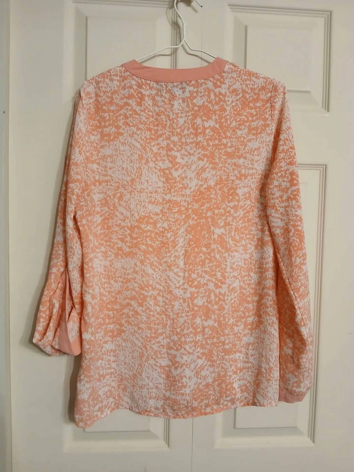 Kenneth Cole Pink and White Polyester Longsleeve Blouse M - photo 5