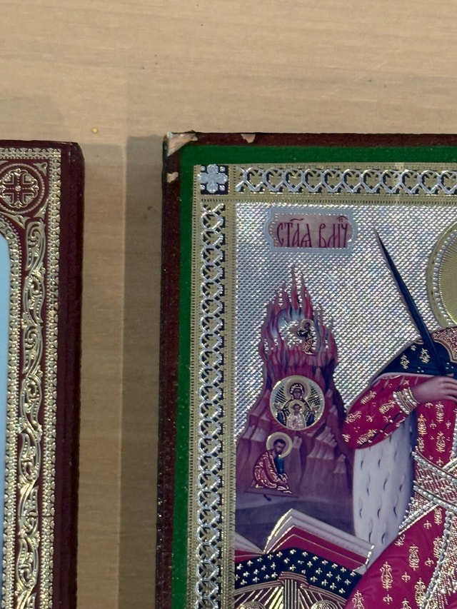 Pair of Russian Orthodox Icons - St. Panteleimon and St. Cat - photo 4