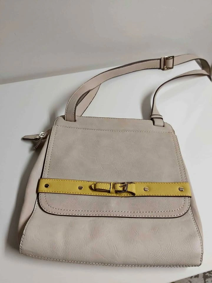 KGB Studio beige and yellow purse