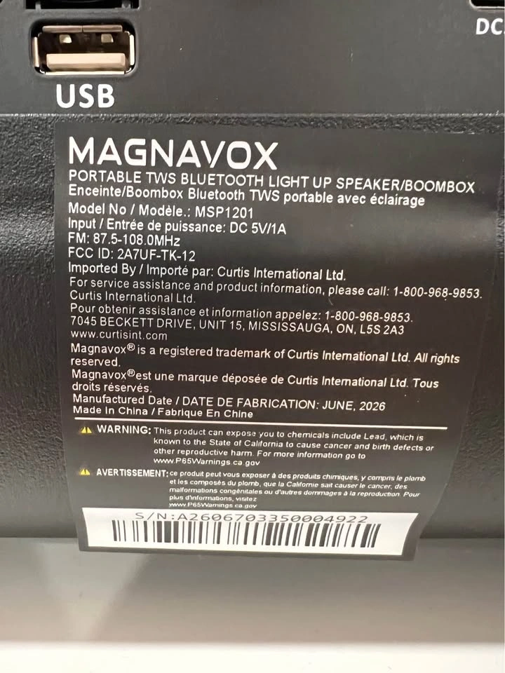 Magnavox Bluetooth Party Speaker / Boombox (MSP1201) 🏈 - photo 3