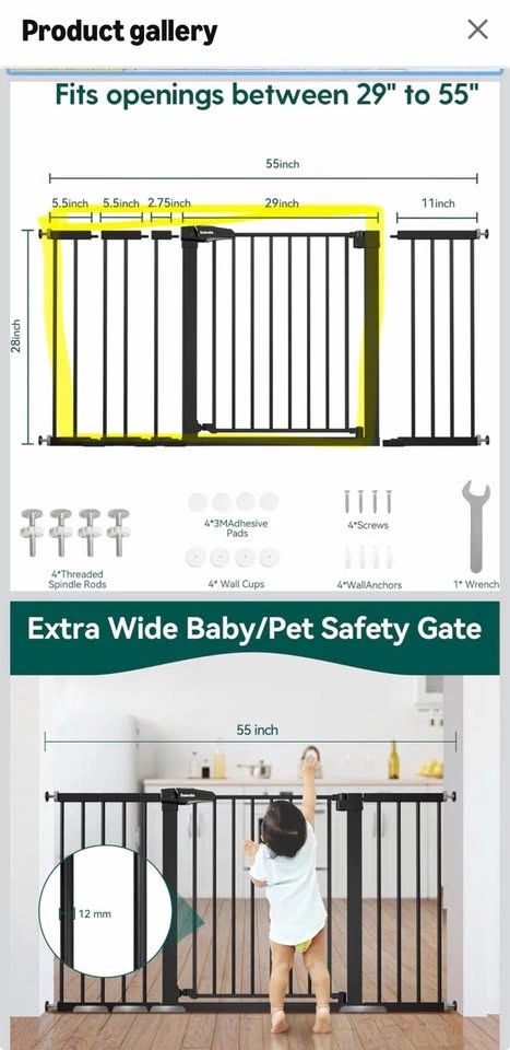 Pressure mounted baby gate - 29” to 42.75” - photo 4