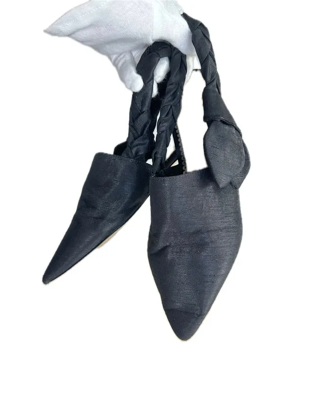Sam Edelman Black Slingback Flats Braided Bow Size 7 - photo 2