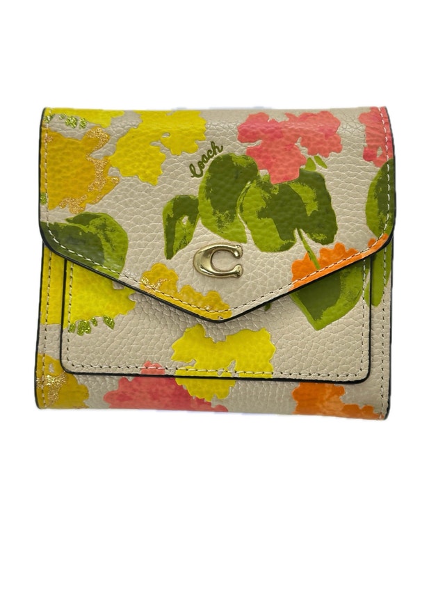 Coach Floral Print Leather Tri-Fold Wallet