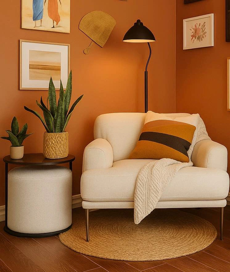 Modern Side Table with Ottoman