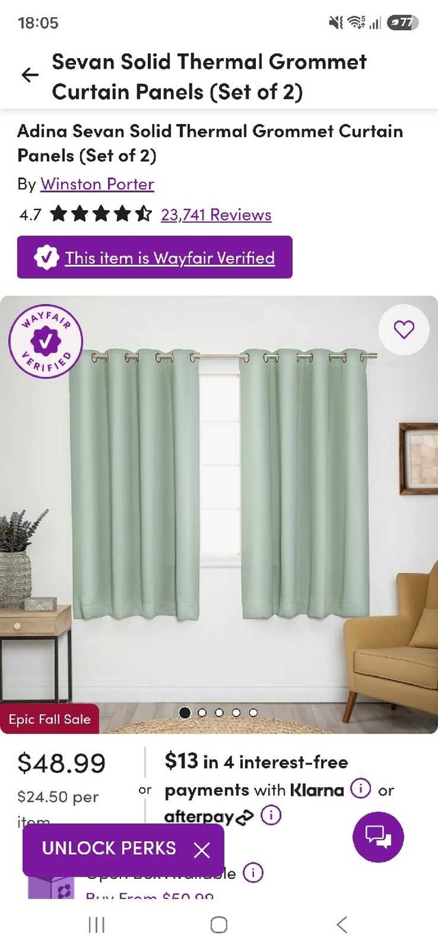 Wayfair Seagreen Curtain Panels - photo 3