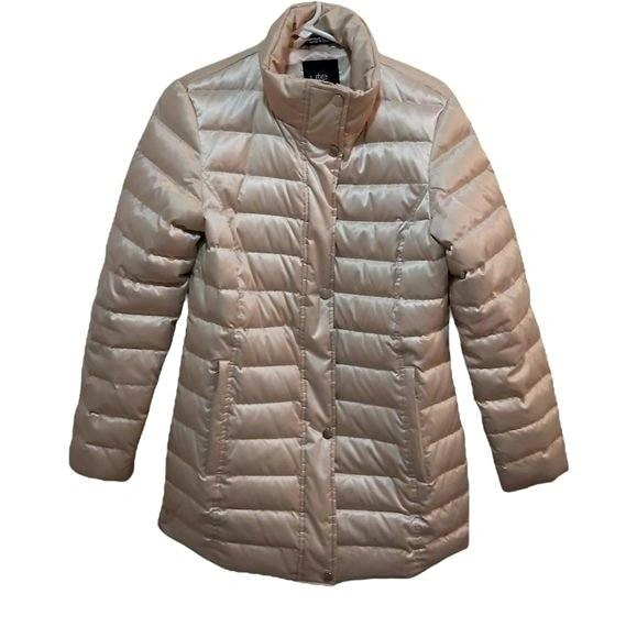 Vintage Metallic Beige Puffer Winter Jacket - Size Small
